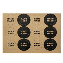 Stickervel Ronde Stickers - Handmade (3.5 cm) Black-Brown (12 stickers)