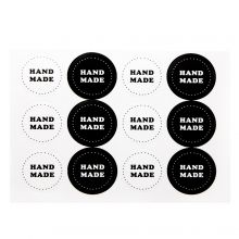 Stickervel Ronde Stickers - Handmade (3.5 cm) Black-White (12 stickers)
