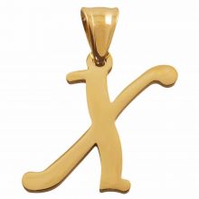 Stainless Steel Initiaal Hanger X (35 x 19 x 2 mm) Goud (1 Stuk)