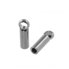Stainless Steel Eindkapjes (Binnenmaat 1 mm) Antiek Zilver (10 Stuks)