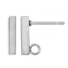 Stainless Steel Oorstekers Bar (15 x 2 mm) Antiek Zilver (4 Stuks)