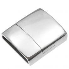Stainless Steel Magneetsluiting (Binnenmaat 18 x 4 mm) Antiek Zilver (1 Stuk) 