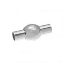 Stainless Steel Magneetsluiting Bol (Binnenmaat 4 mm) Antiek Zilver (1 Stuk)