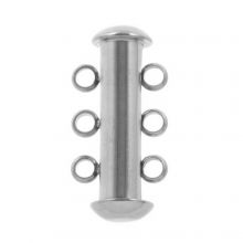 Stainless Steel Multi-Ketting Schuifsluiting (3 Oogjes) 19 x 10 mm (Antiek Zilver) 1 Stuk