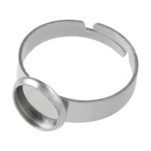 Stainless Steel Verstelbare Ring (8 mm) Antiek Zilver (5 Stuks)