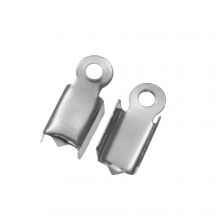 Stainless Steel Veterklem (voor 2 mm leer of 3 mm suede) Antiek Zilver (25 Stuks)