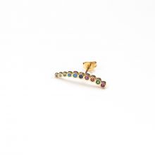 Oorsteker Bar Rainbow Strass met Sluiting (21 x 4 mm) Goud (1 stuk)