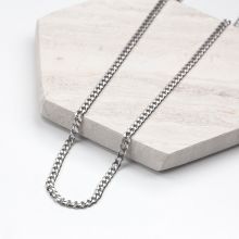 Stainless Steel Halsketting Met Grote Schakels (46 cm) Antiek Zilver (1 stuk)