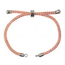 DIY Armband - Gevlochten Nylon Koord Verstelbaar (22 cm) Pink - Antiek Zilver (1 stuk)
