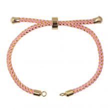 DIY Armband - Gevlochten Nylon Koord Verstelbaar (22 cm) Pink - Goud (1 stuk)