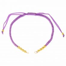 DIY Armband - Gevlochten Nylon Koord met Metalen Kralen Verstelbaar (26 cm) Purple - Goud (1 Stuk)