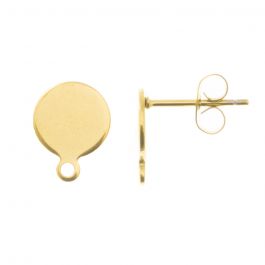 Stainless Steel Oorstekers Plat Rond Met Sluiting  10 X 2 Mm  Antiek Zilver 4 Stuks