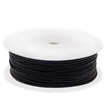 Waxkoord Katoen (ca. 1 mm) Black (25 Meter)