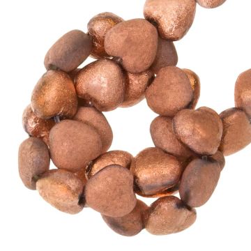 DQ Glaskralen Hartje (6.5 x 6 x 4 mm) Crystal Etched Capri Gold Full (25 stuks)