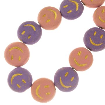 Keramiek Kralen Smiley (17 x 6 mm) Pastel Mix (11 Stuks)
