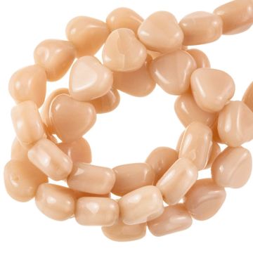Glaskralen Hartje (6 x 6 x 4 mm) Apricot (37 stuks)