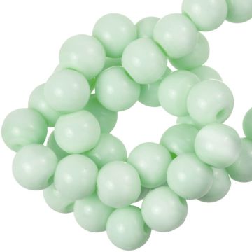 Glaskralen (8 mm) Pastel Mint Green (57 stuks)