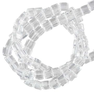 Glaskralen Kubus (3 x3 mm) Crystal (53 stuks)