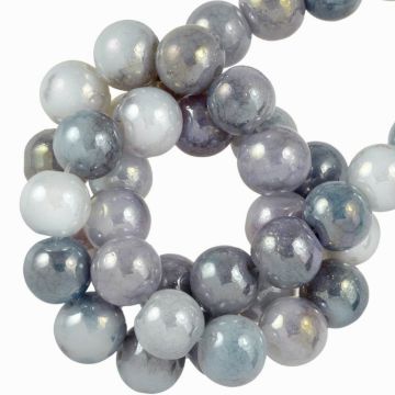 Glaskralen Electroplated (8 mm) Slate Grey (100 Stuks)