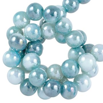 Glaskralen Electroplated (8 mm) Steel Blue (100 Stuks)