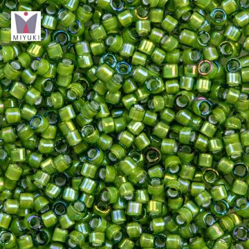 Miyuki Delica Kralen (11/0) White Lined Light Green AB (2.8 Gram)