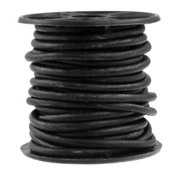 DQ Leer (3 mm) Vintage Black (5 Meter)