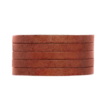 DQ Leer Plat (5 x 2 mm) Natural Dye Red Brown (1 Meter)