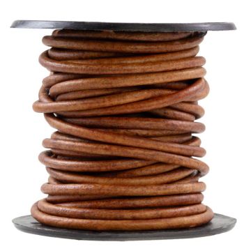 DQ Leer Rond (1 mm) Natural Dye Brown (10 Meter)