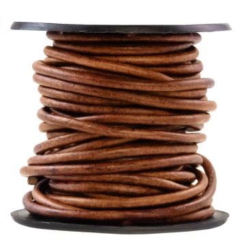 DQ Leer Rond (2 mm) Natural Dye Red Brown (5 Meter)
