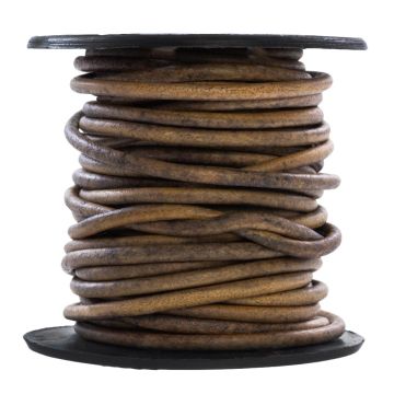 DQ Leer Rond (2 mm) Natural Dye Dark Brown (5 Meter)