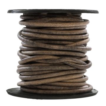 DQ Leer Rond (1 mm) Natural Dye Dark Ash Brown (10 Meter)
