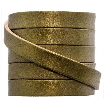 DQ Leer Plat (10 x 2 mm) Metallic Khaki Green (1 Meter)