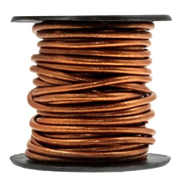 DQ Leer Rond (2 mm) Metallic Copper (5 Meter)