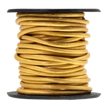DQ Leer Rond (2 mm) Metallic Gold (5 Meter)
