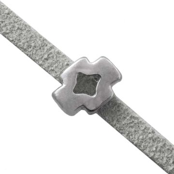 Schuiver Kruis (Binnenmaat 3 x 2 mm) Antiek Zilver (10 Stuks)