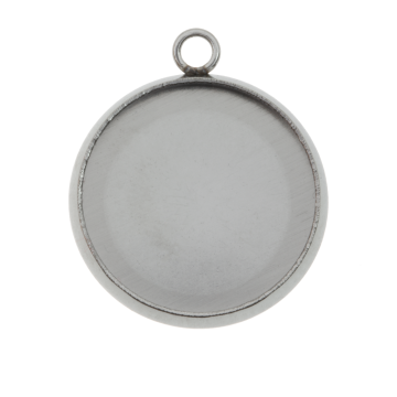 Stainless Steel Bedel Setting (14 mm) Antiek Zilver (10 Stuks)