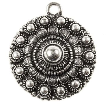 Zeeuwse Knop Hanger (38 x 35 x 11 mm) Antiek Zilver (1 stuk)