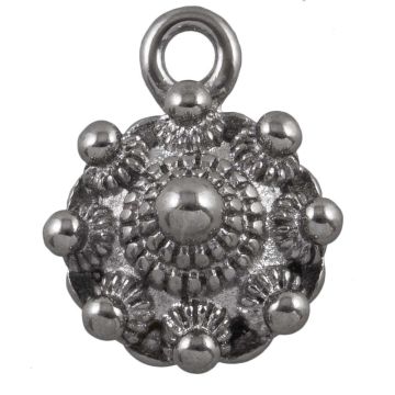 Stainless Steel Zeeuwse Knop Bedel (17.5 x 13 x 8 mm) Antiek Zilver (1 stuk)