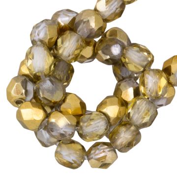 DQ Fire Polished Facetkralen (4 mm) Crystal Amber (50 Stuks)