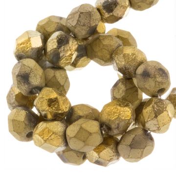 DQ Fire Polished Facetkralen (6 mm) Amber Gold (25 Stuks)