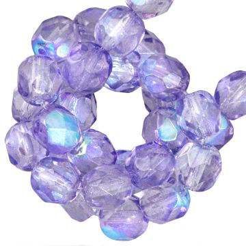 DQ Fire Polished Facetkralen (6 mm) Crystal Violet AB (25 Stuks)