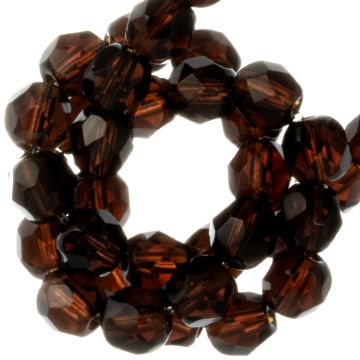 DQ Fire Polished Facetkralen (4 mm) Dark Topaz (50 Stuks)