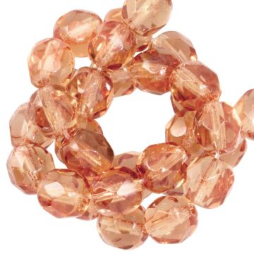DQ Fire Polished Facetkralen (6 mm) Summer Peach (25 Stuks)