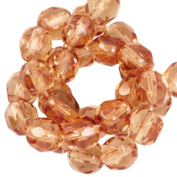 DQ Fire Polished Facetkralen (6 mm) Summer Peach (25 Stuks)