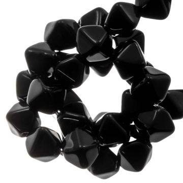 DQ Bicone Glaskralen (6 mm) Jet Black (20 stuks)