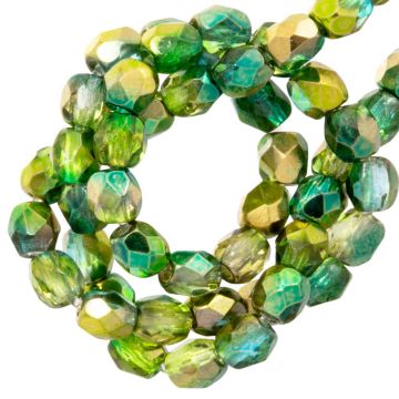 DQ Fire Polished Facetkralen (4 mm) Crystal Magic Green (50 Stuks)
