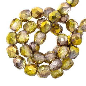 DQ Fire Polished Facetkralen (4 mm) Crystal Magic Gold (50 Stuks)