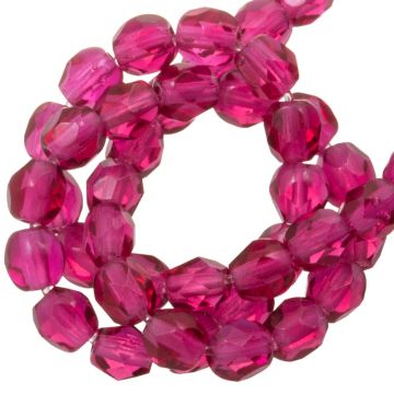 DQ Fire Polished Facetkralen (4 mm) Fuchsia (50 Stuks)