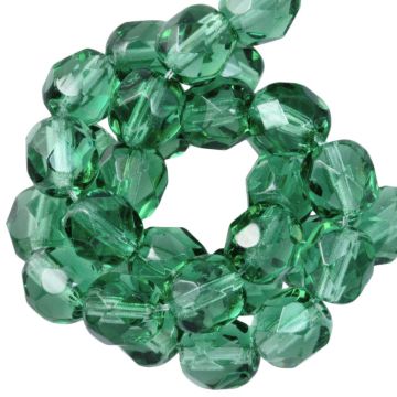 DQ Fire Polished Facetkralen (8 mm) Green Tourmaline (25 Stuks)