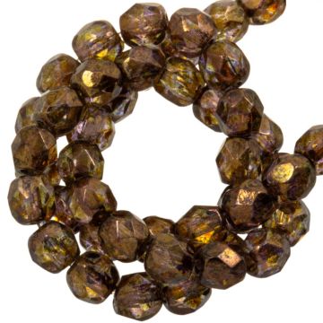 DQ Fire Polished Facetkralen (4 mm) Crystal Brown-Violet Senegal (50 Stuks)
